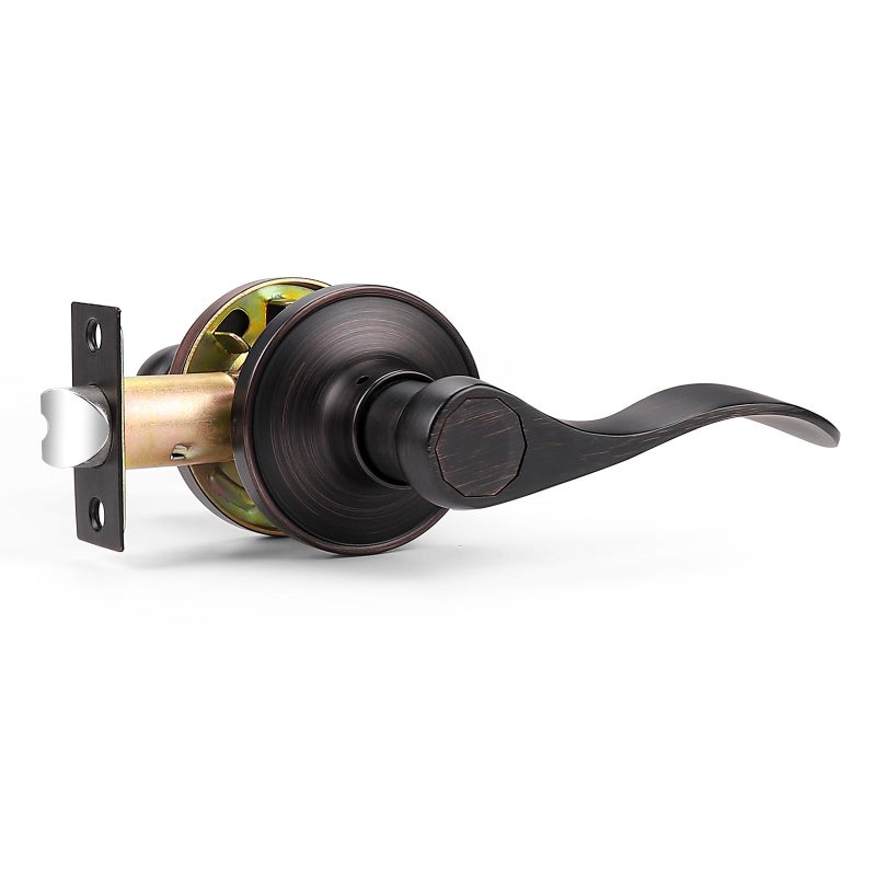 Probrico Passage Door Levers Oil Rubbed Bronze Passage Door Handles Wave Style Keyless Door Handles Closet Hallway Interior Door Handles, 1 Pack - Image 1